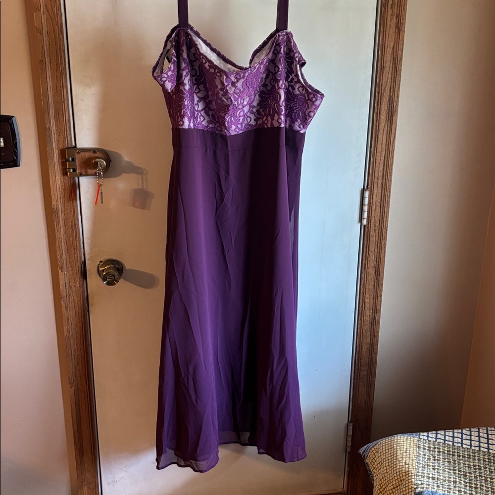 Purple Lace Cold Shoulder Dress